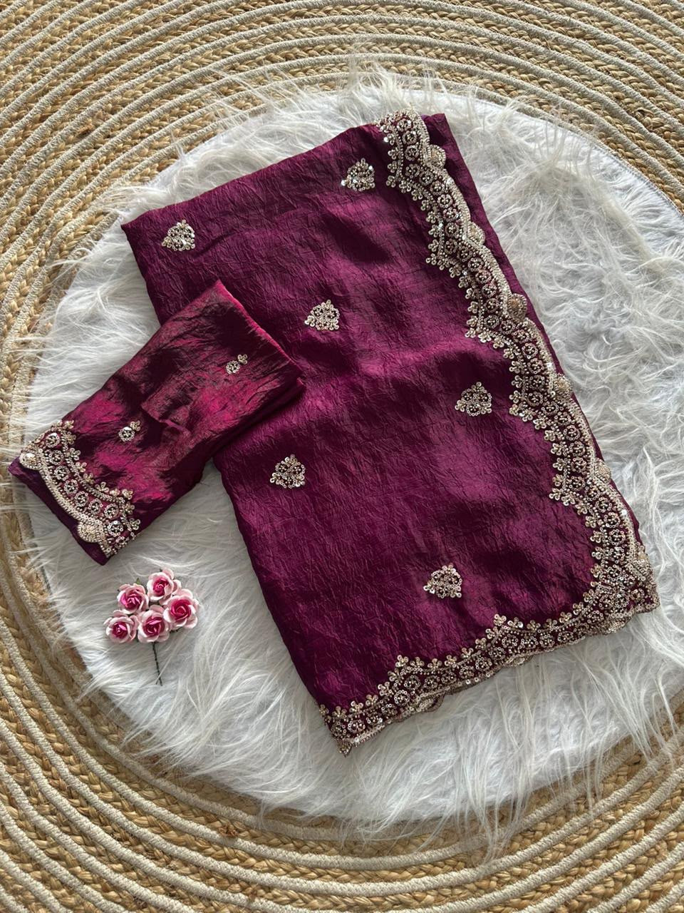 Soft crush fabric saree