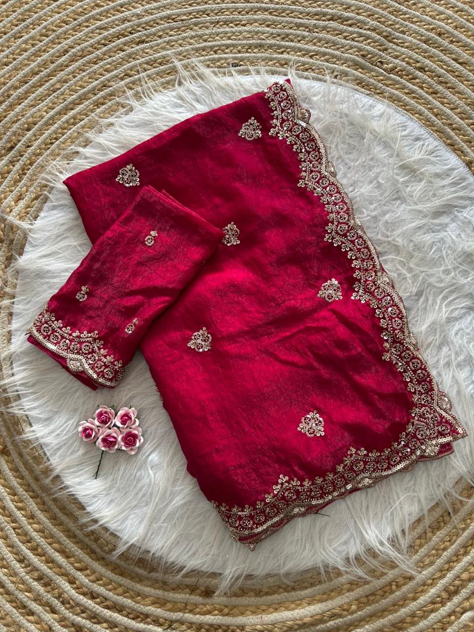 Soft crush fabric saree