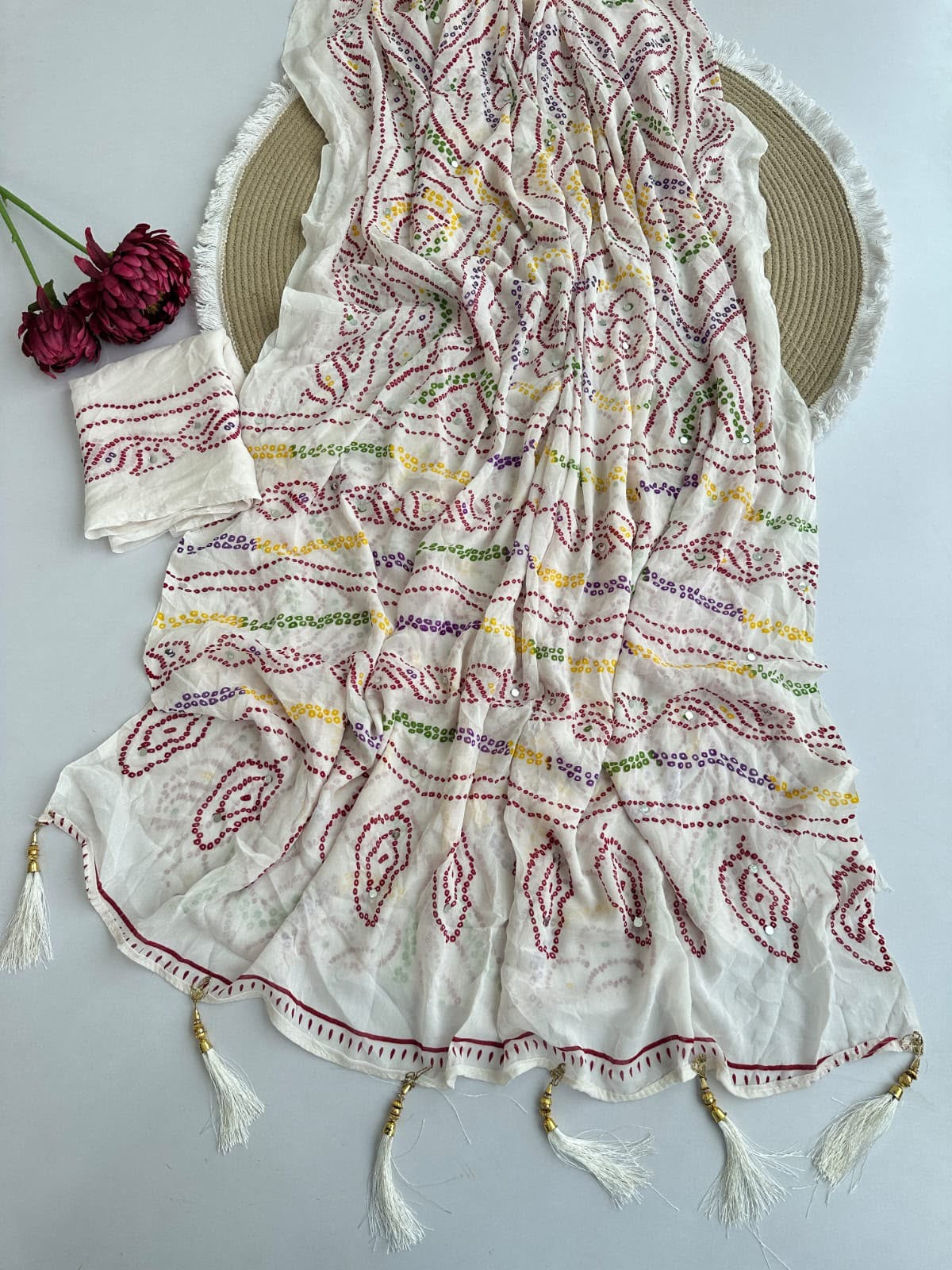 Full saree of pure moss crepe