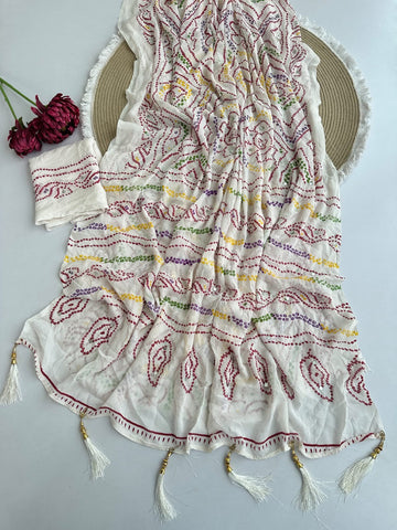 Full saree of pure moss crepe