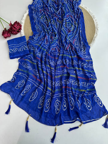 Full saree of moss crepe