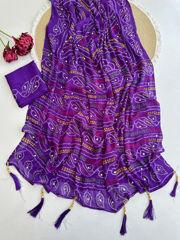 Full saree of moss crepe