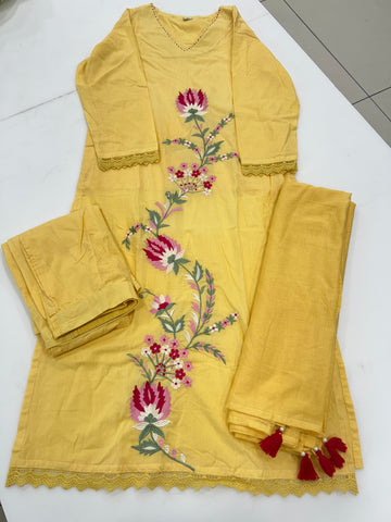 Cotton straight cut 3-piece set