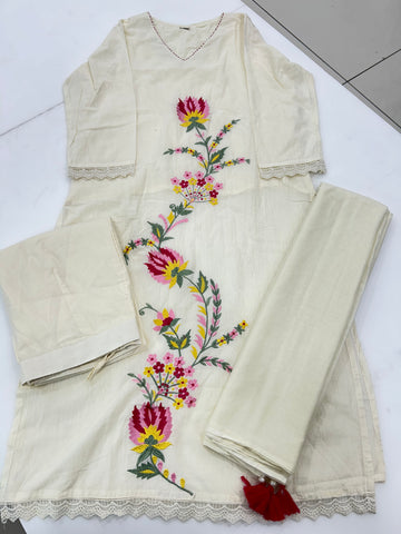 Cotton straight cut 3-piece set