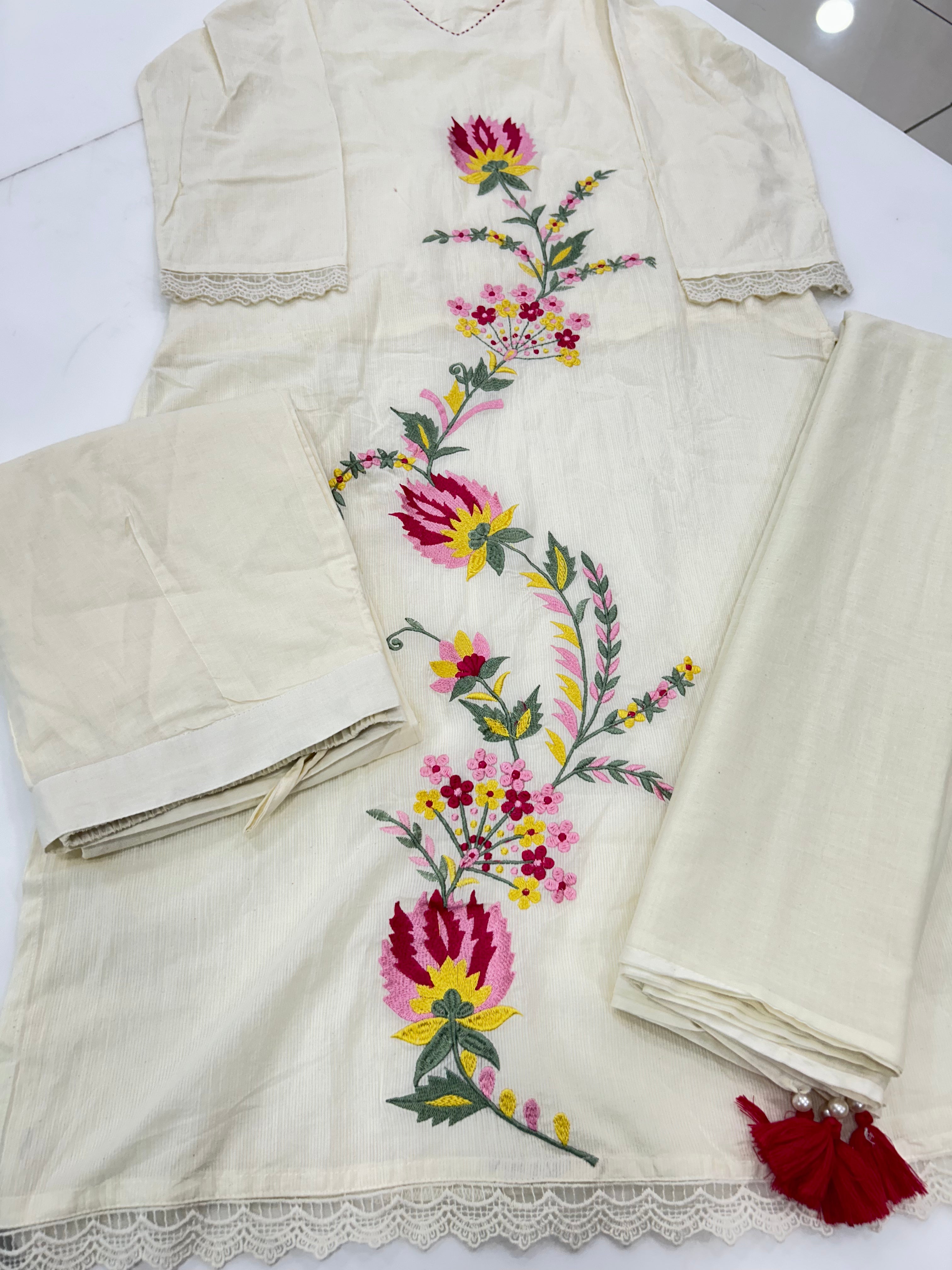Cotton straight cut 3-piece set