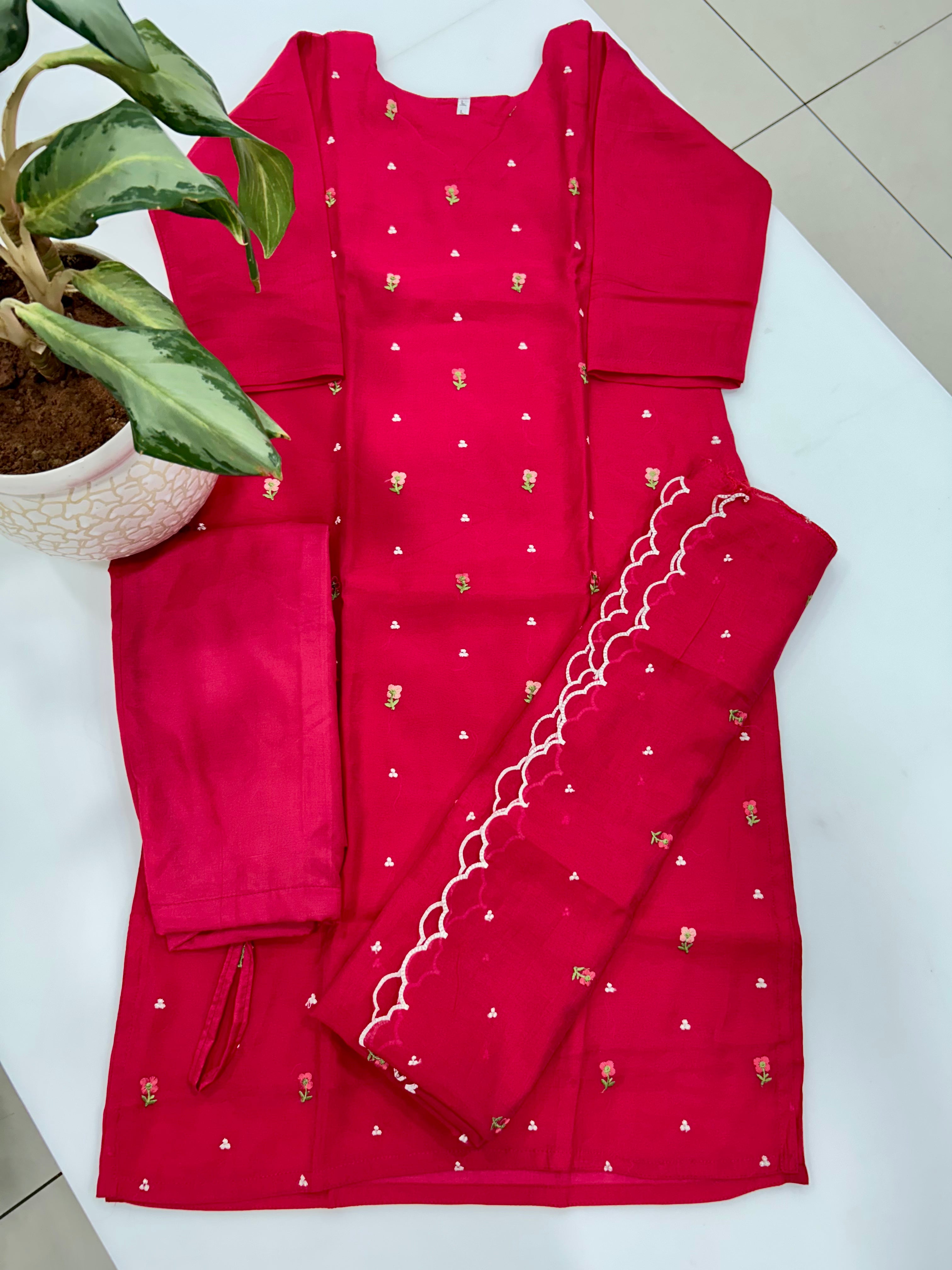 Mul chenderi straight cut 3-piece set with linning