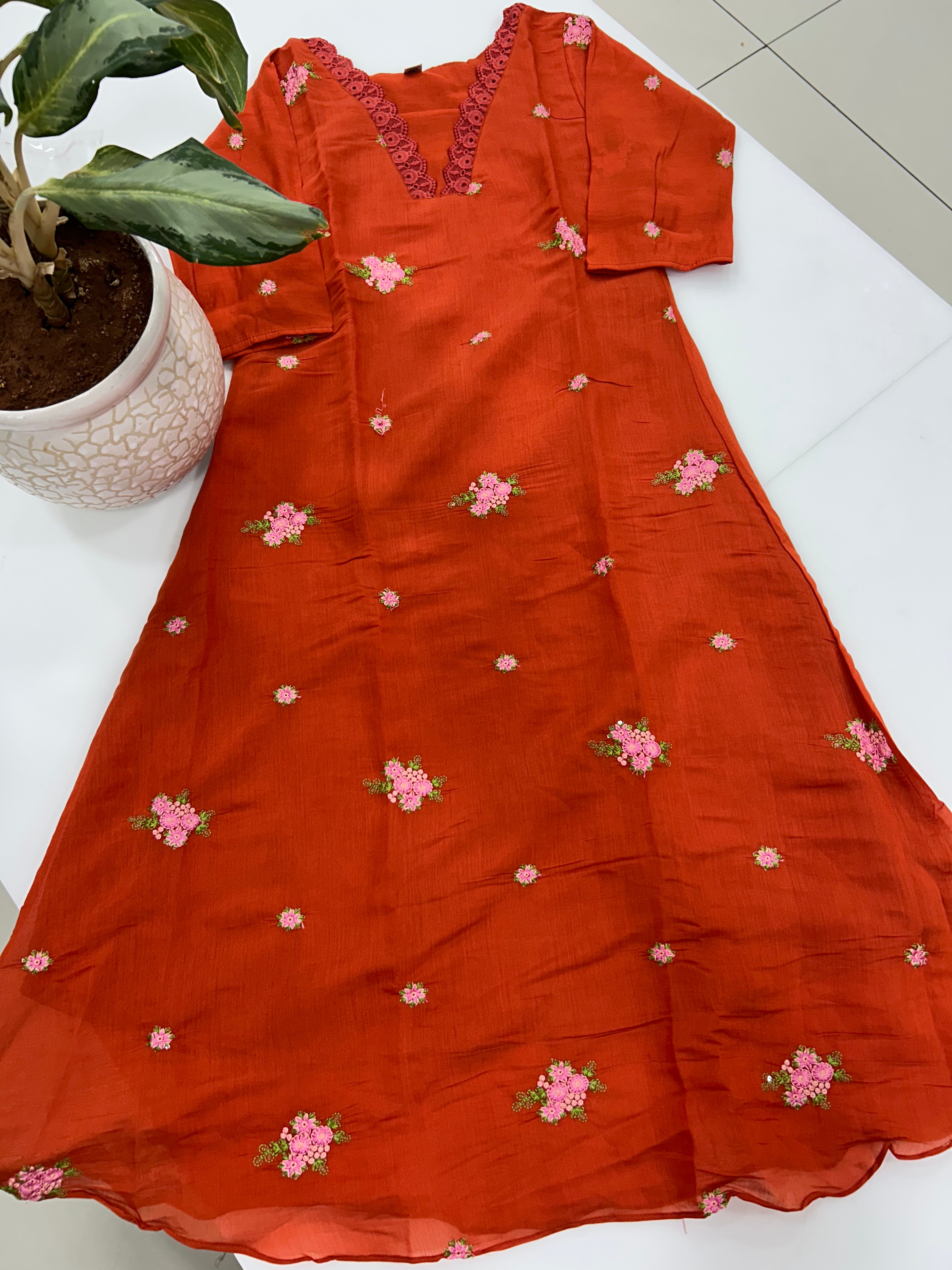 Mul chenderi A-line frock