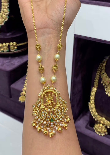 Beautiful Lakshmi Devi pendent customised Chandraharam chain