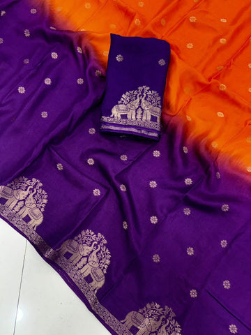 2D Muslin silk shaded saree
