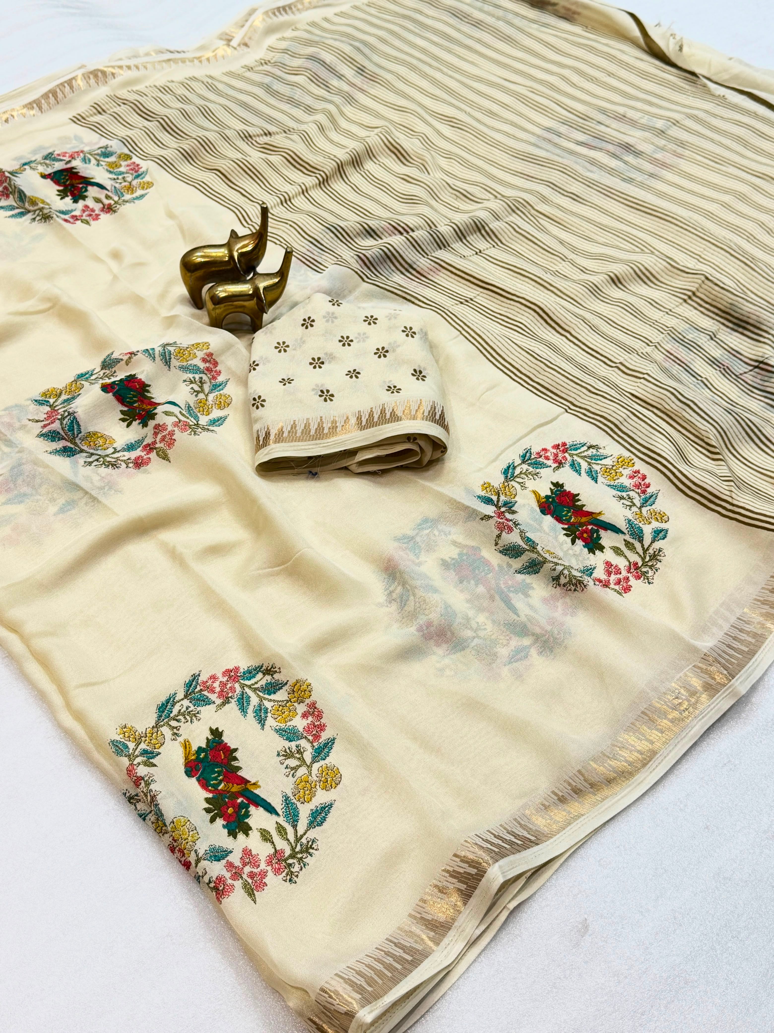 Moss Pnachi print saree