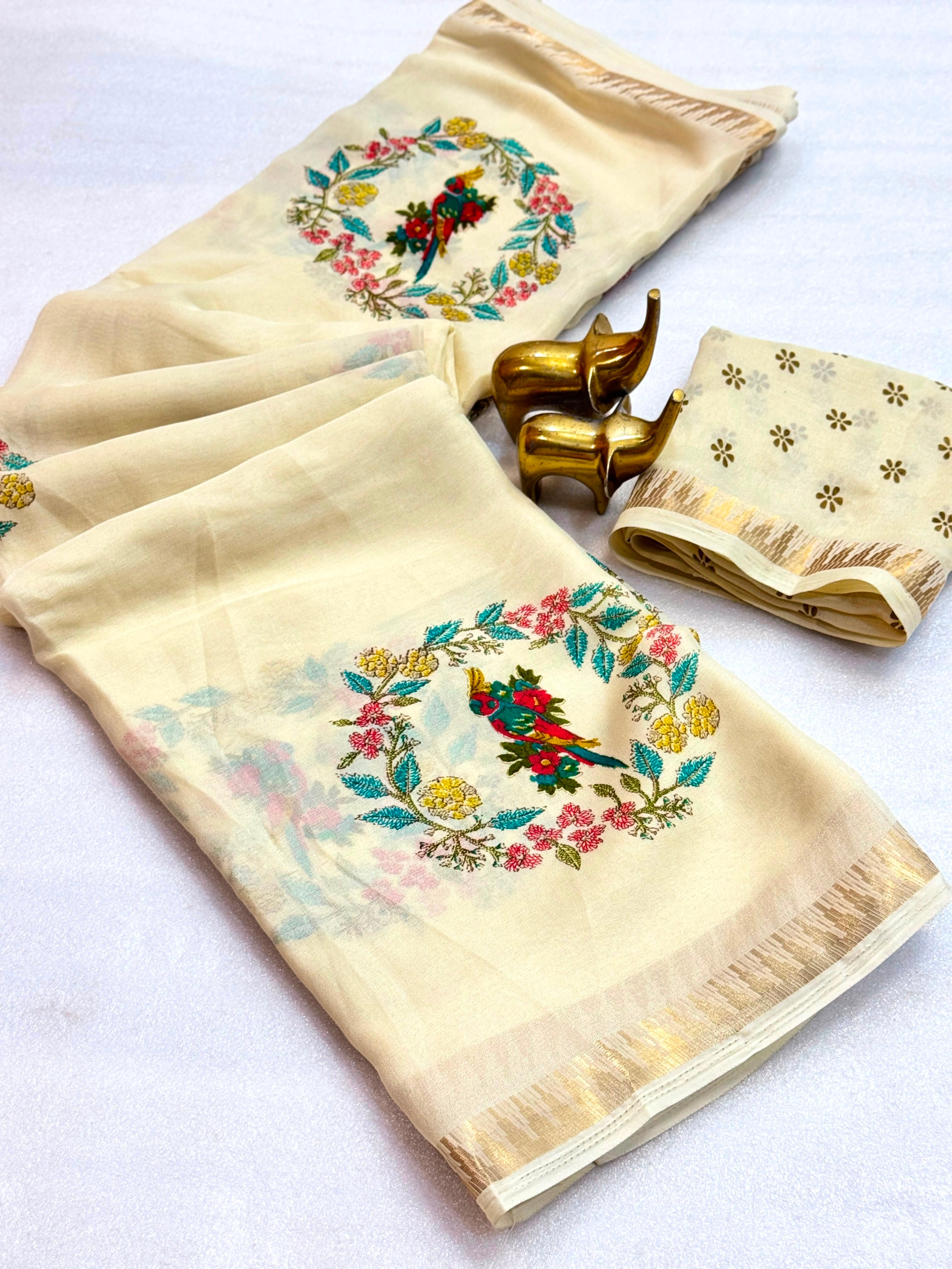 Moss Pnachi print saree