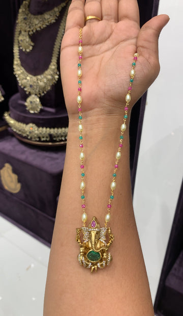 Beautiful beads mala with Ganesh Pendant 18 inchs long