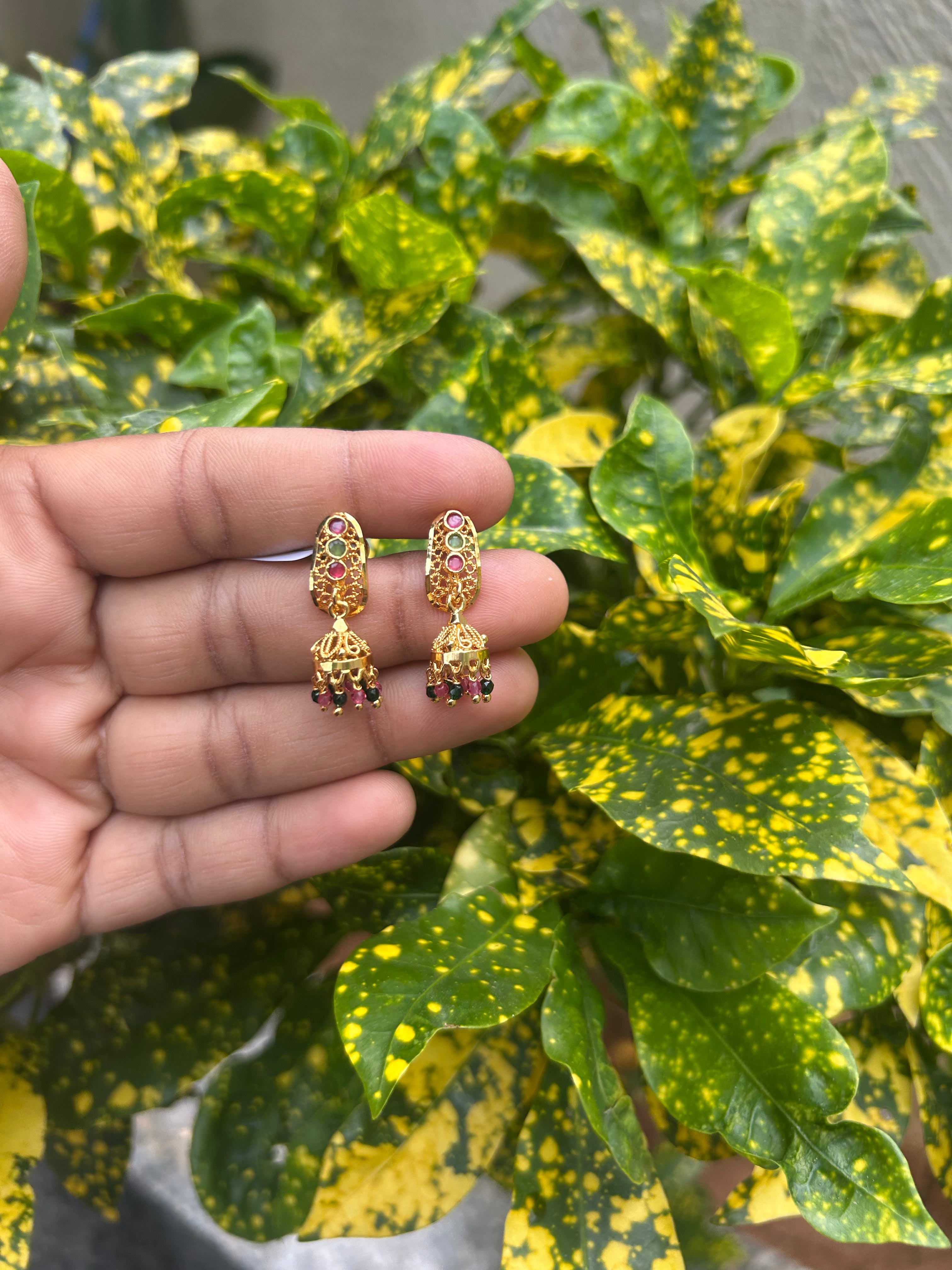 Beautiful dailywear multi stone earrings with screwback