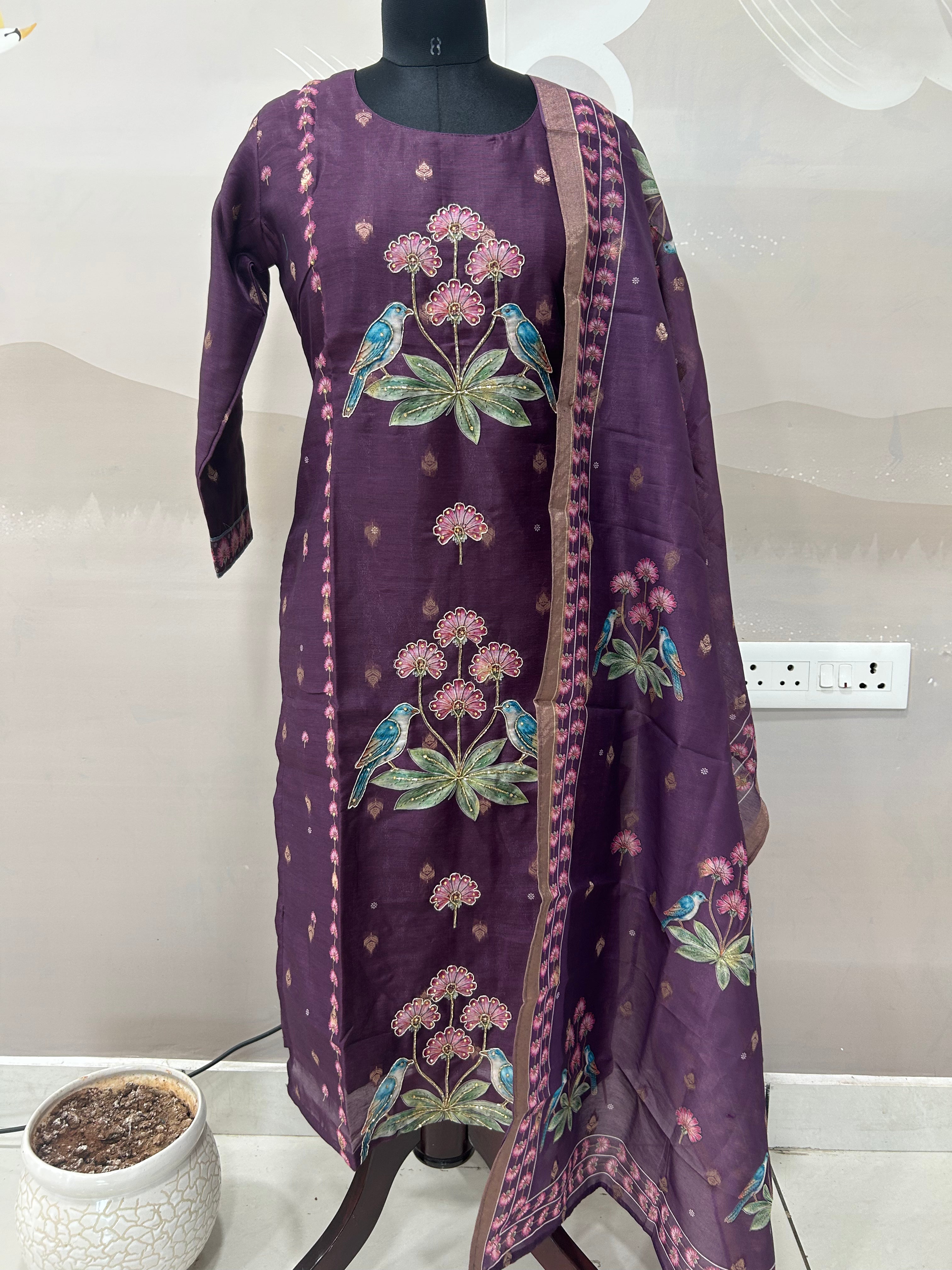 Beautiful banaras straight cut 3-piece set