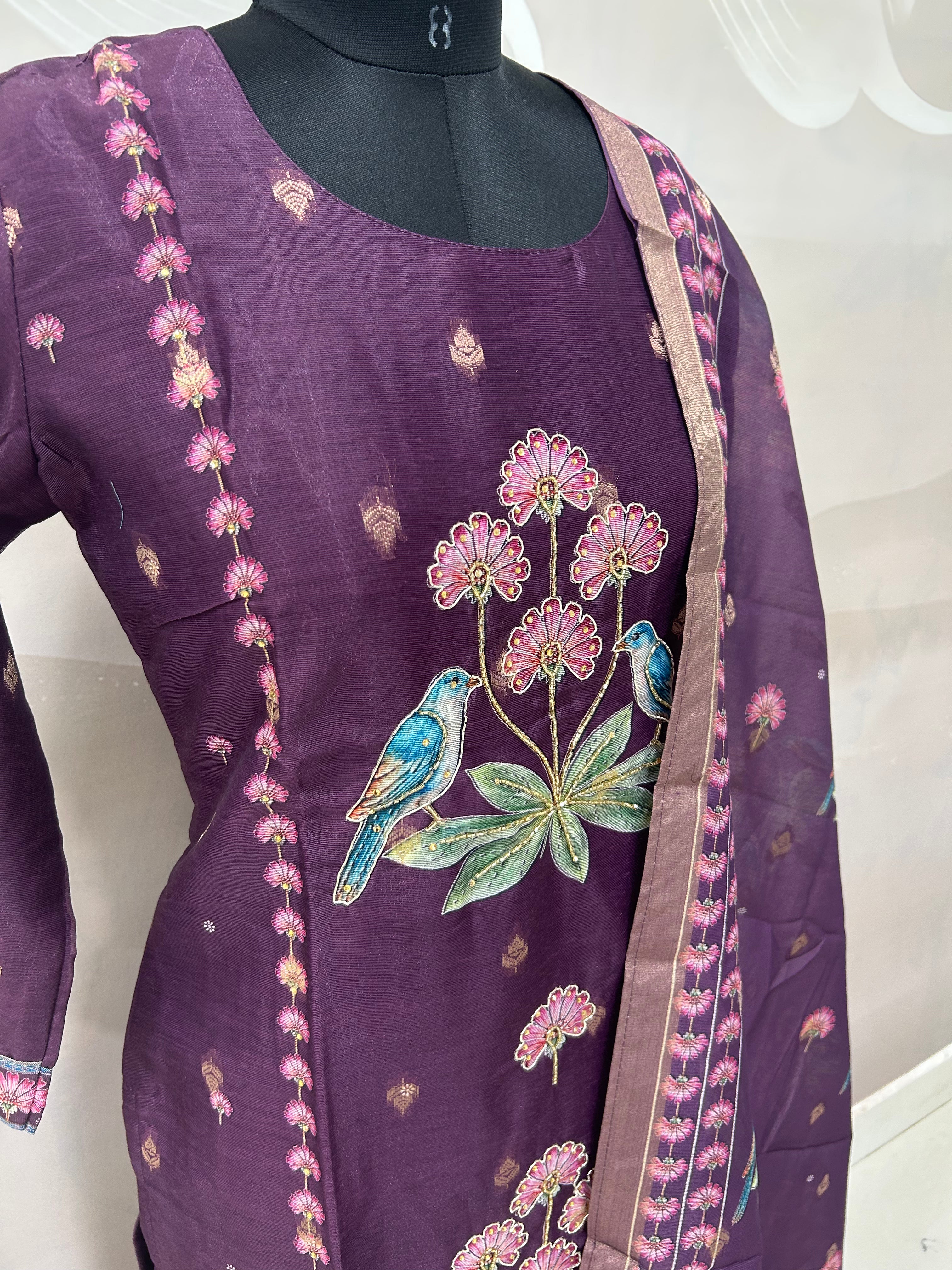 Beautiful banaras straight cut 3-piece set