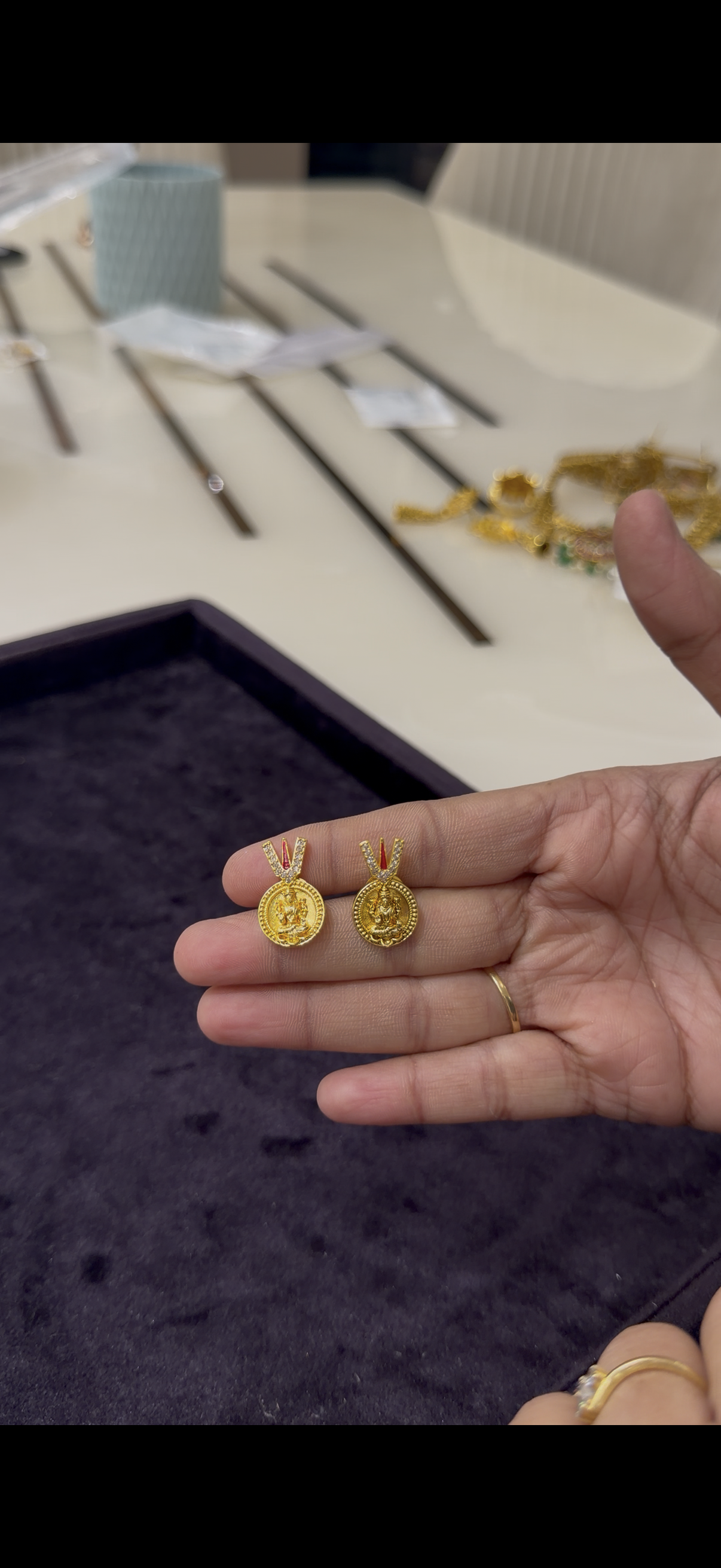 Beautiful Lakshmi Devi  kasulu model earrings with pushback