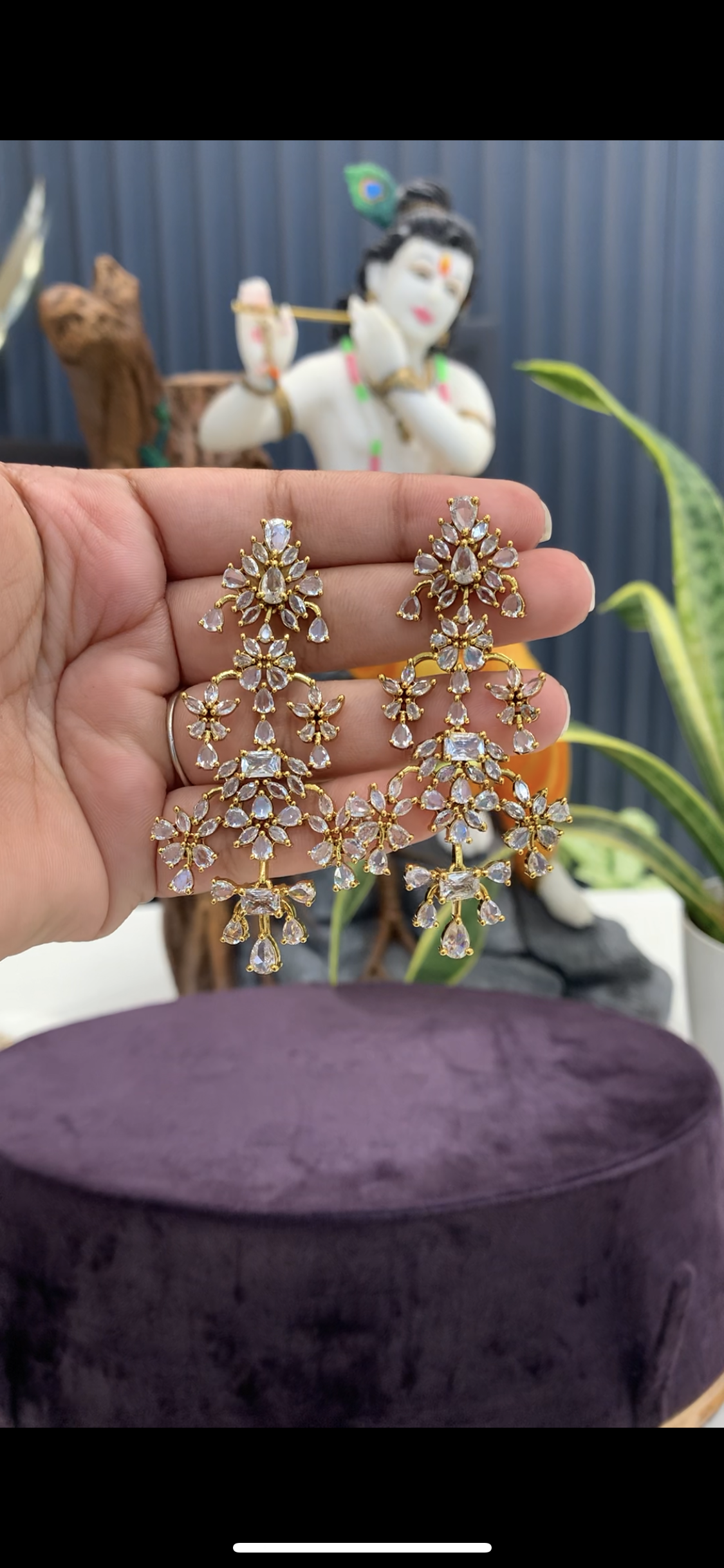 Beautiful white stone earrings with pushback