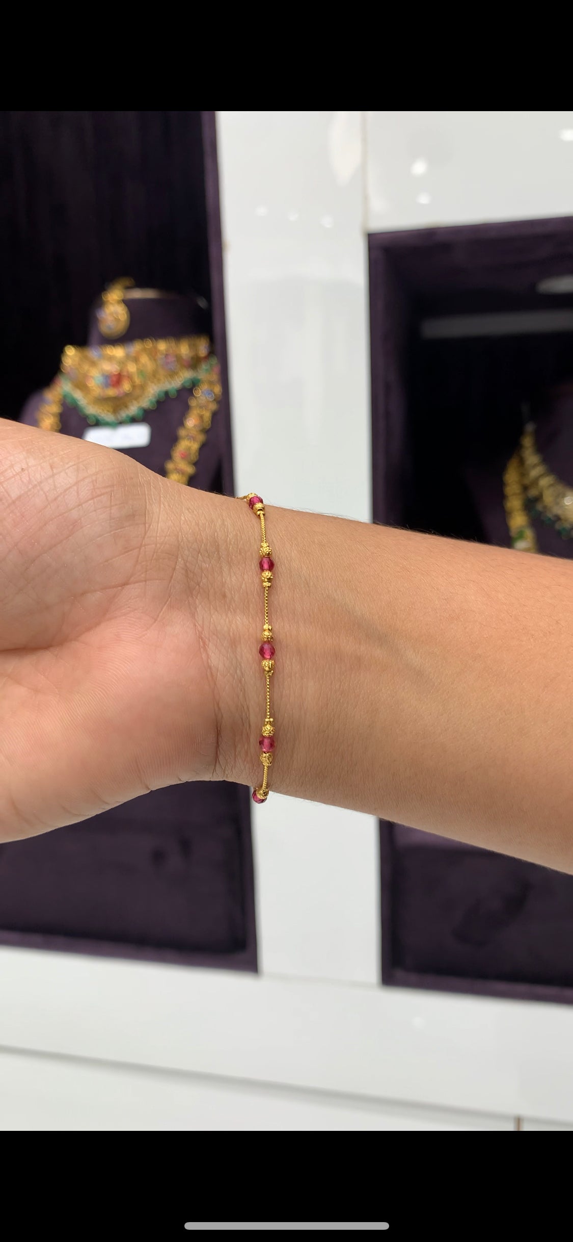 Beautiful red colour beads hand making bracelet