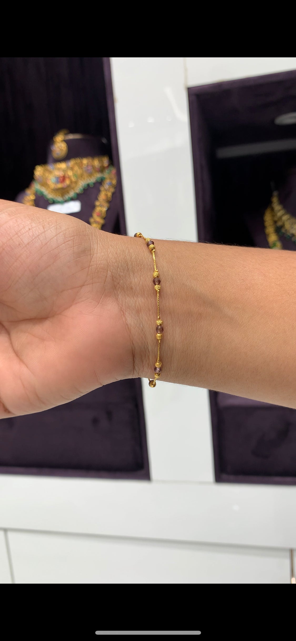 Beautiful purple beads hand making bracelet