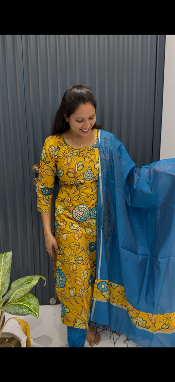 Straight cut penkalamkari 3-piece set