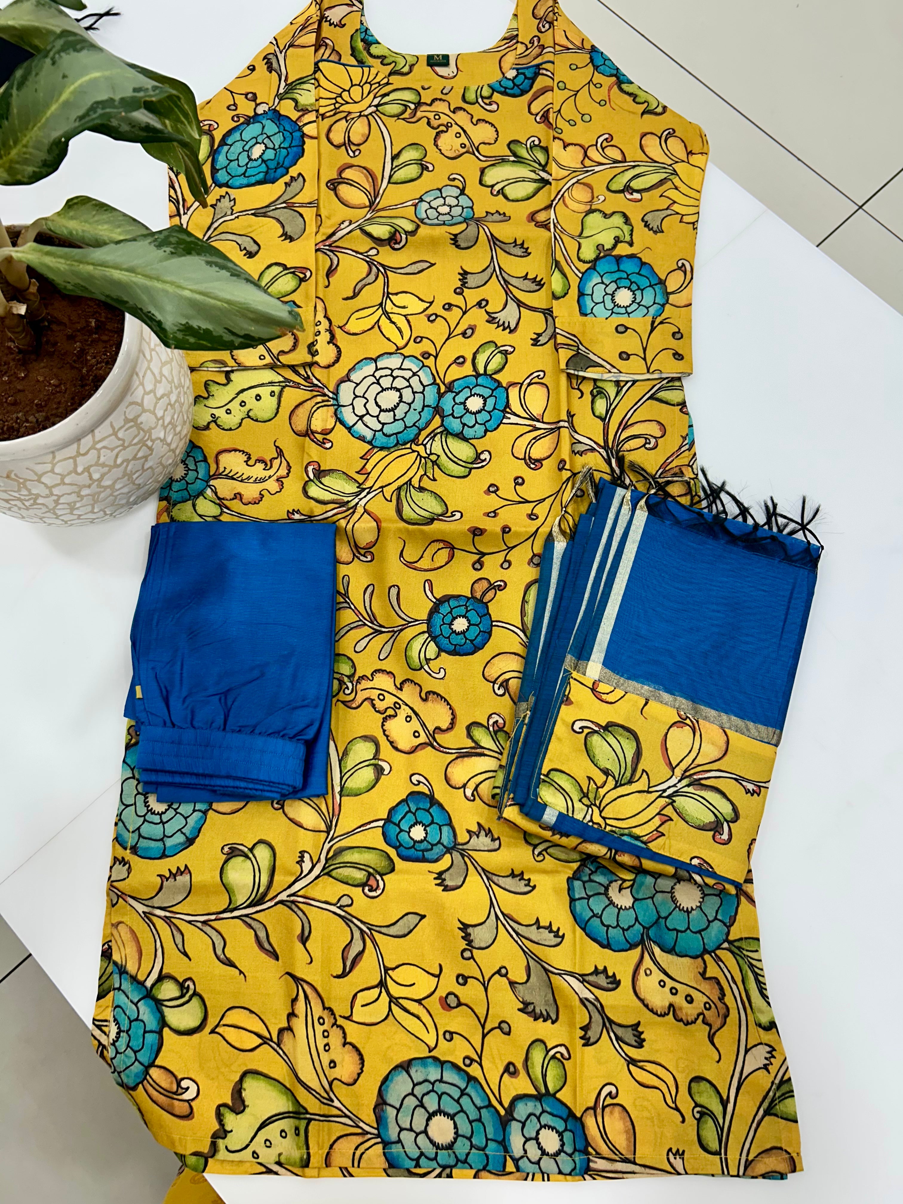 Straight cut penkalamkari 3-piece set