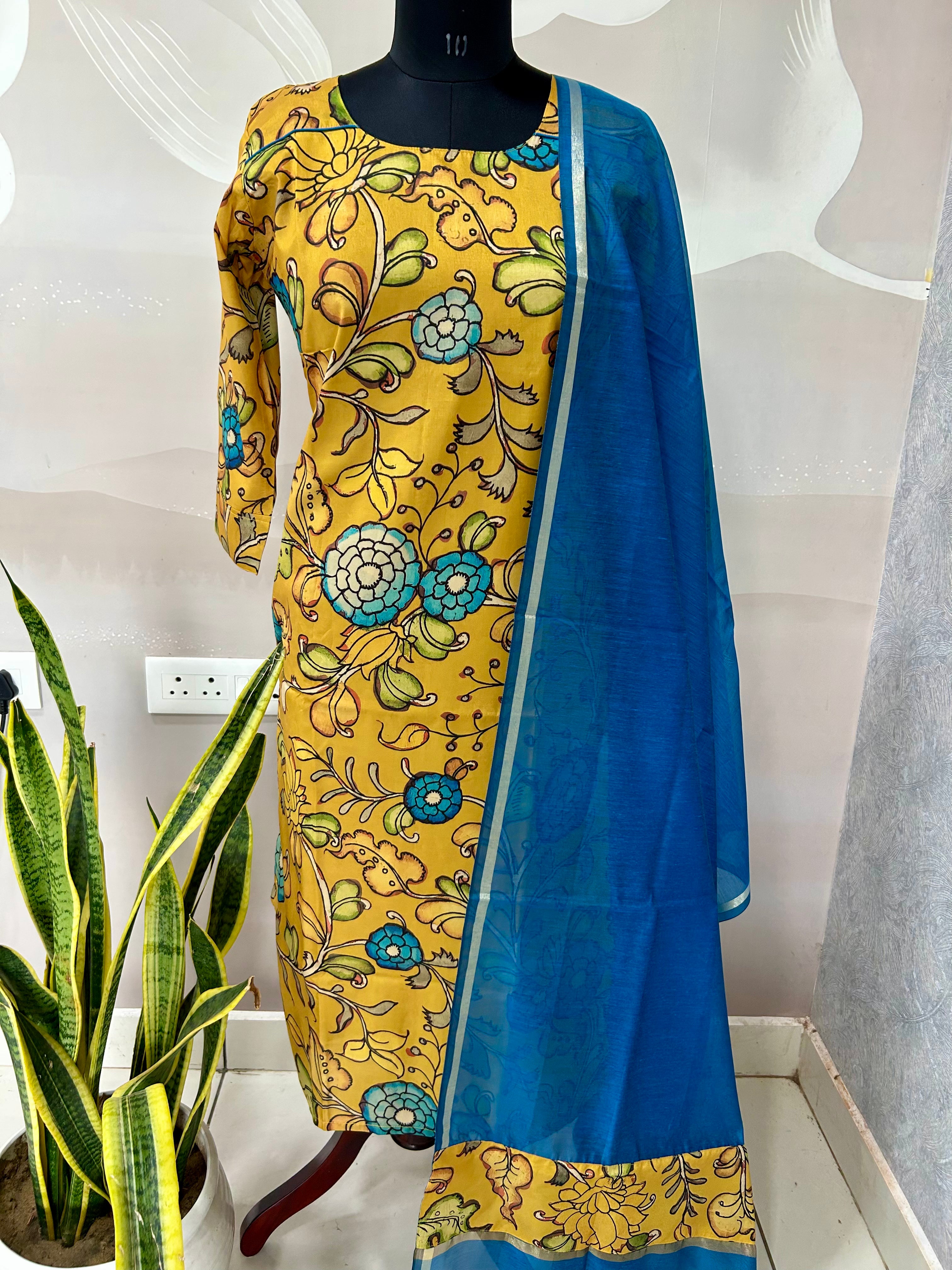 Straight cut penkalamkari 3-piece set