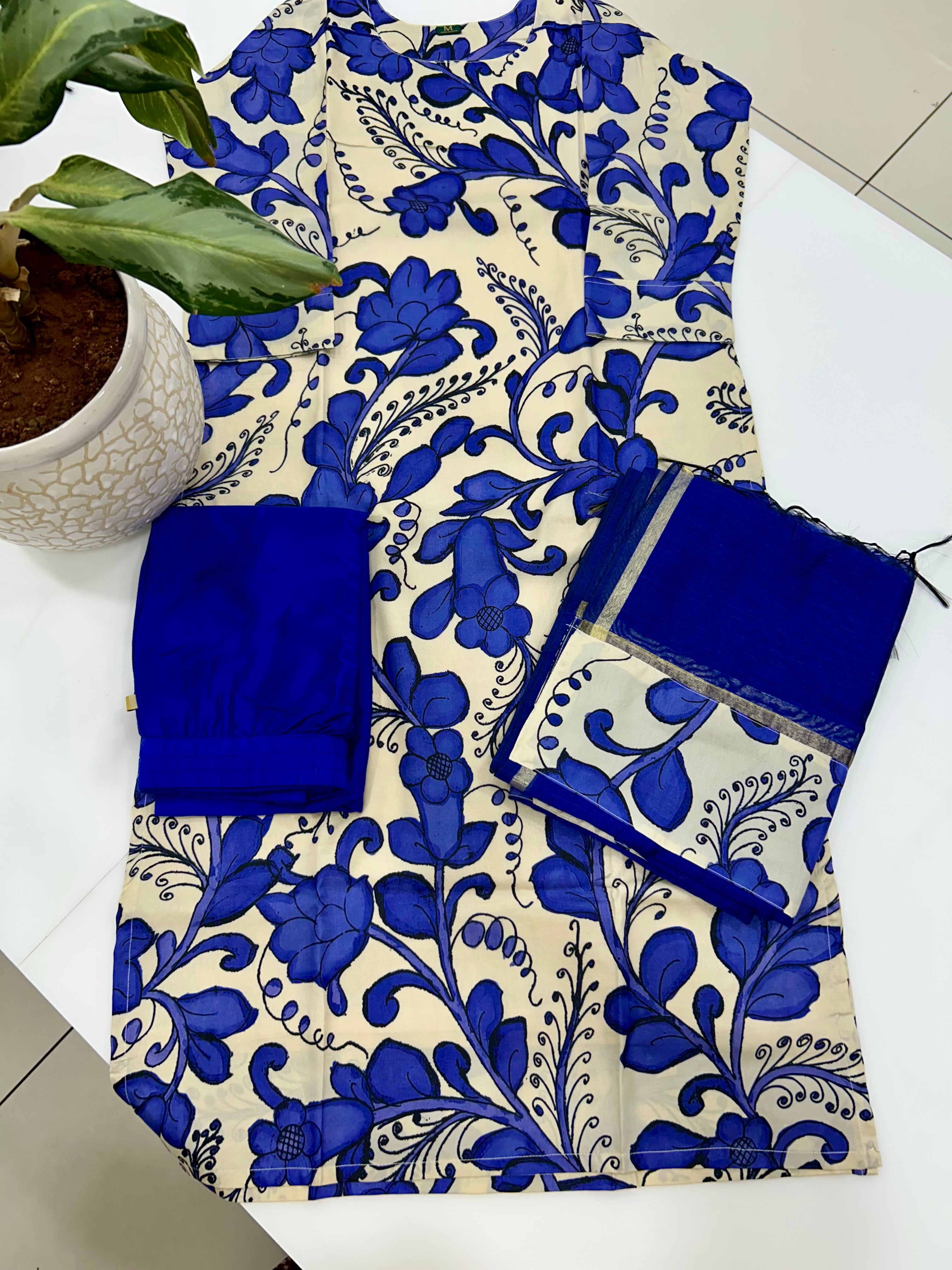 Straight cut penkalamkari 3-piece set