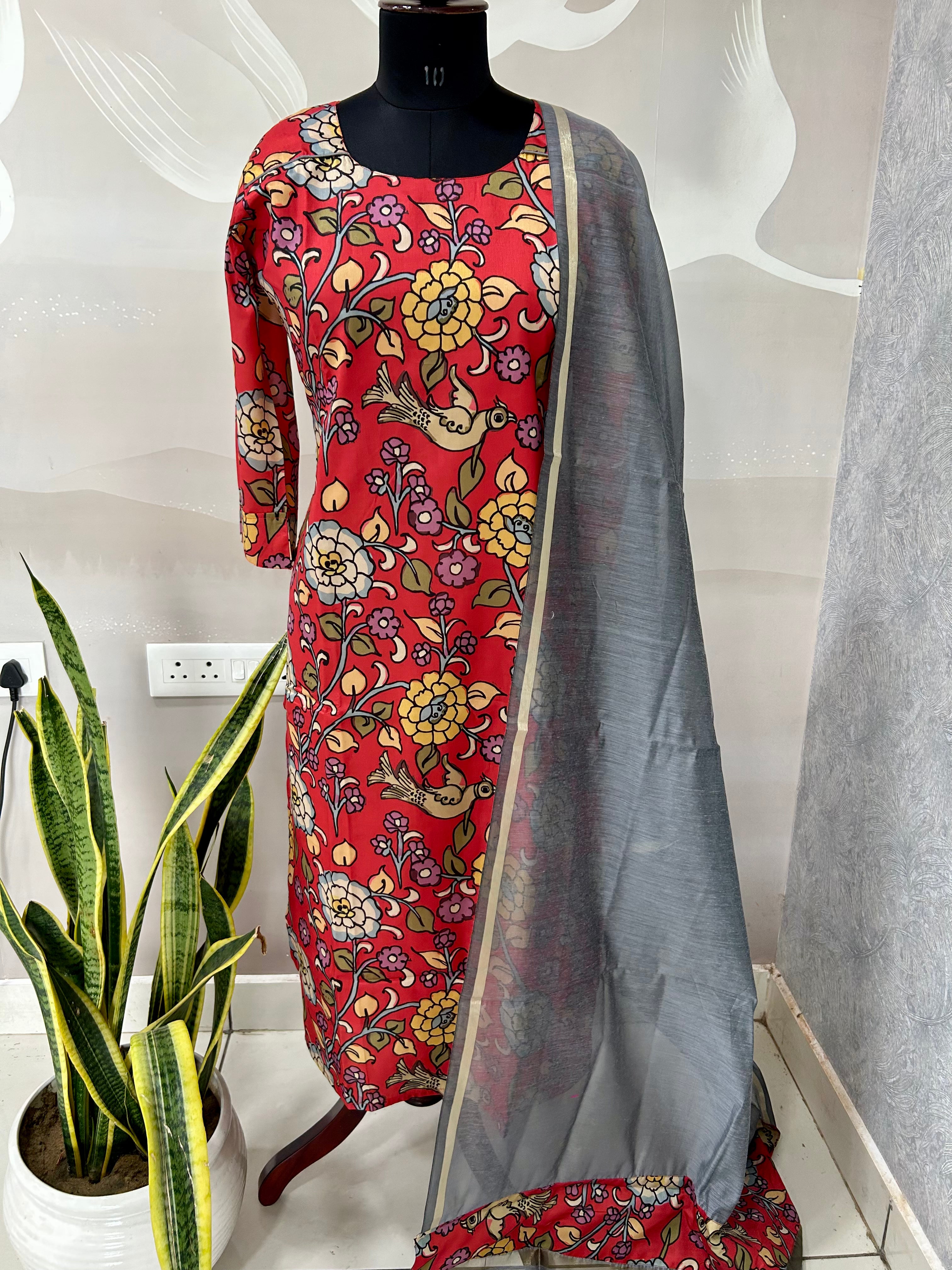 Straight cut penkalamkari 3-piece set