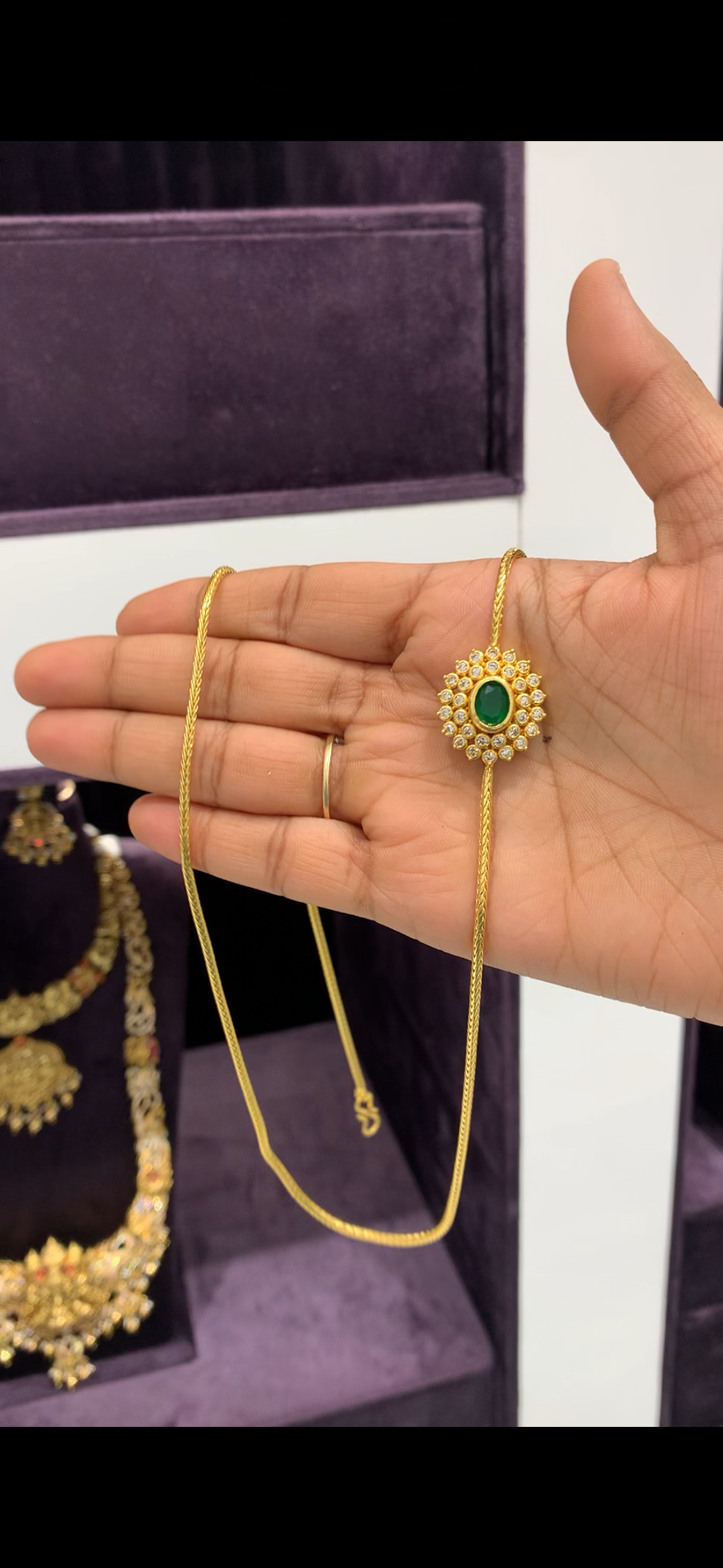 Beautiful 24 inchs long thali chain with side pendant