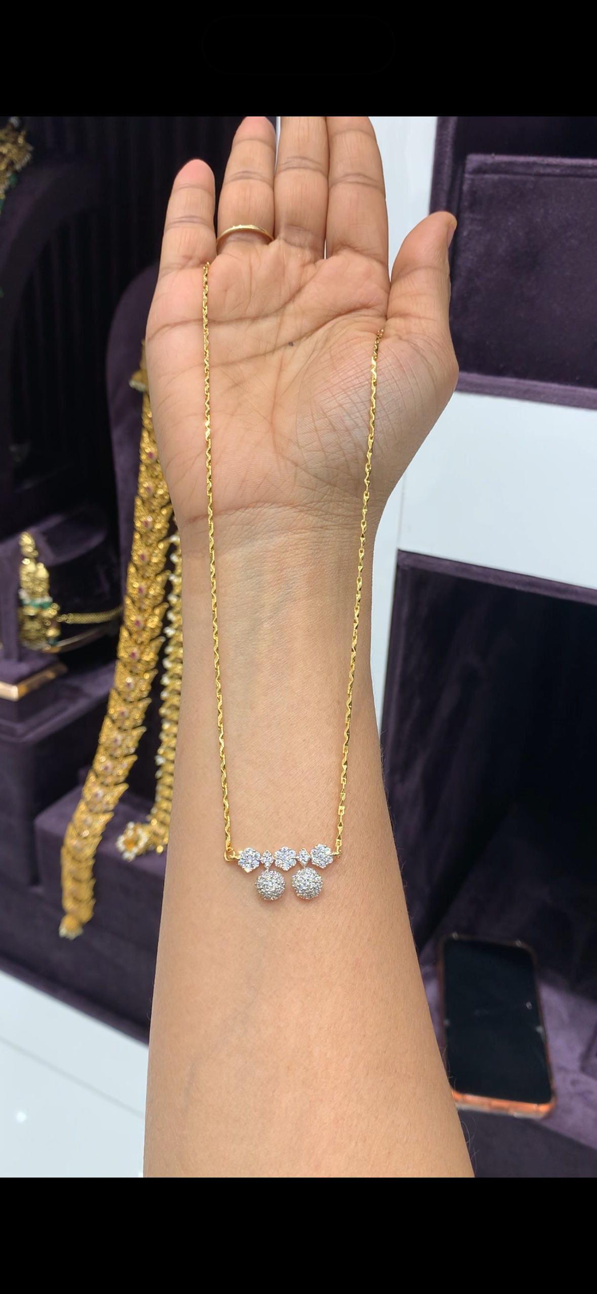 Beautiful GJ polish mangalsutra pendant with simple chain 18 inchs long