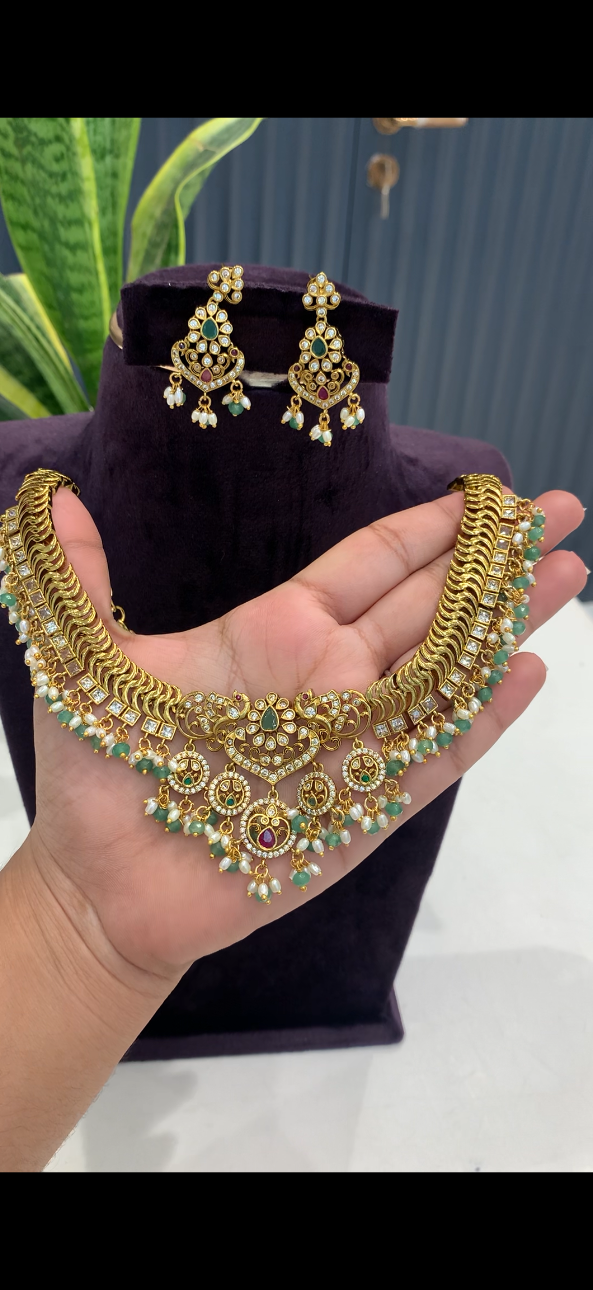 Beautiful jelebi necklace set with pushback earrings