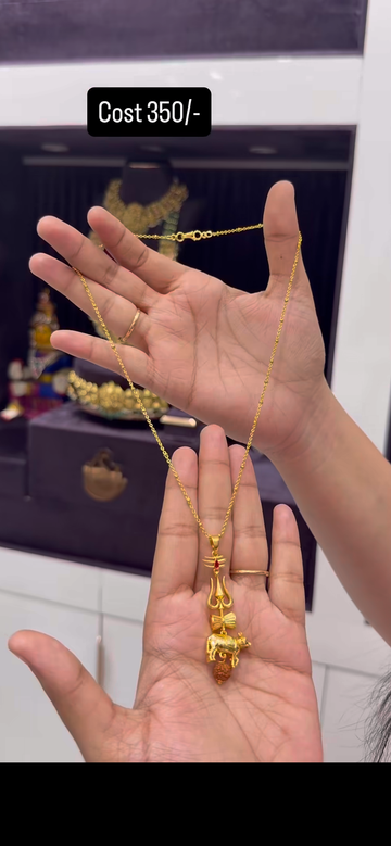 Beautiful thrisulam pendant with handmaking chandharam chain 18 inchs long