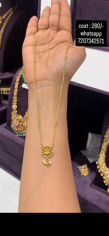 Beautiful cute Lakshmi devi pendant with handmaking Chandraharam chain 18 inchs long