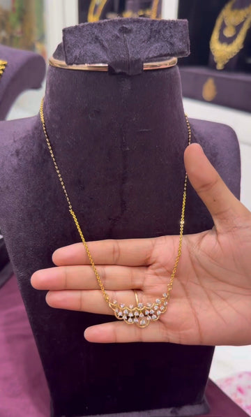 Beautiful Diamond Replica pendant with Chandraharam and crystal beads chain 18 inchs long