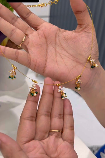 Beautiful invisible chain with white stone lockets