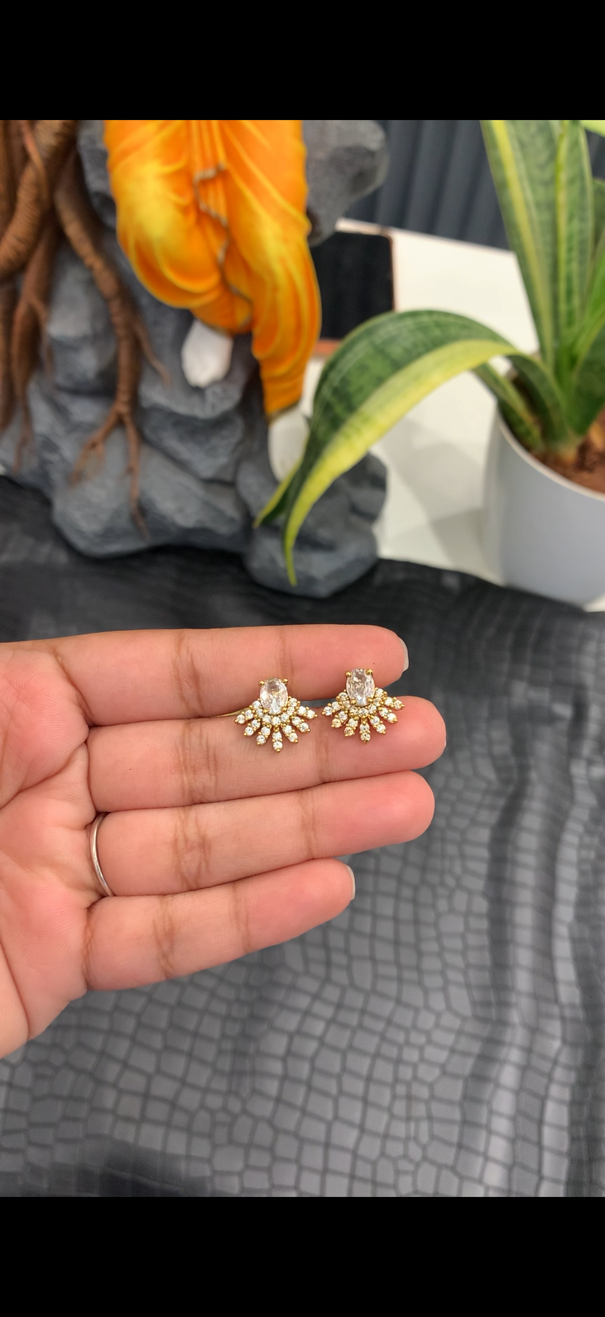 Beautiful white stone studs with screw back