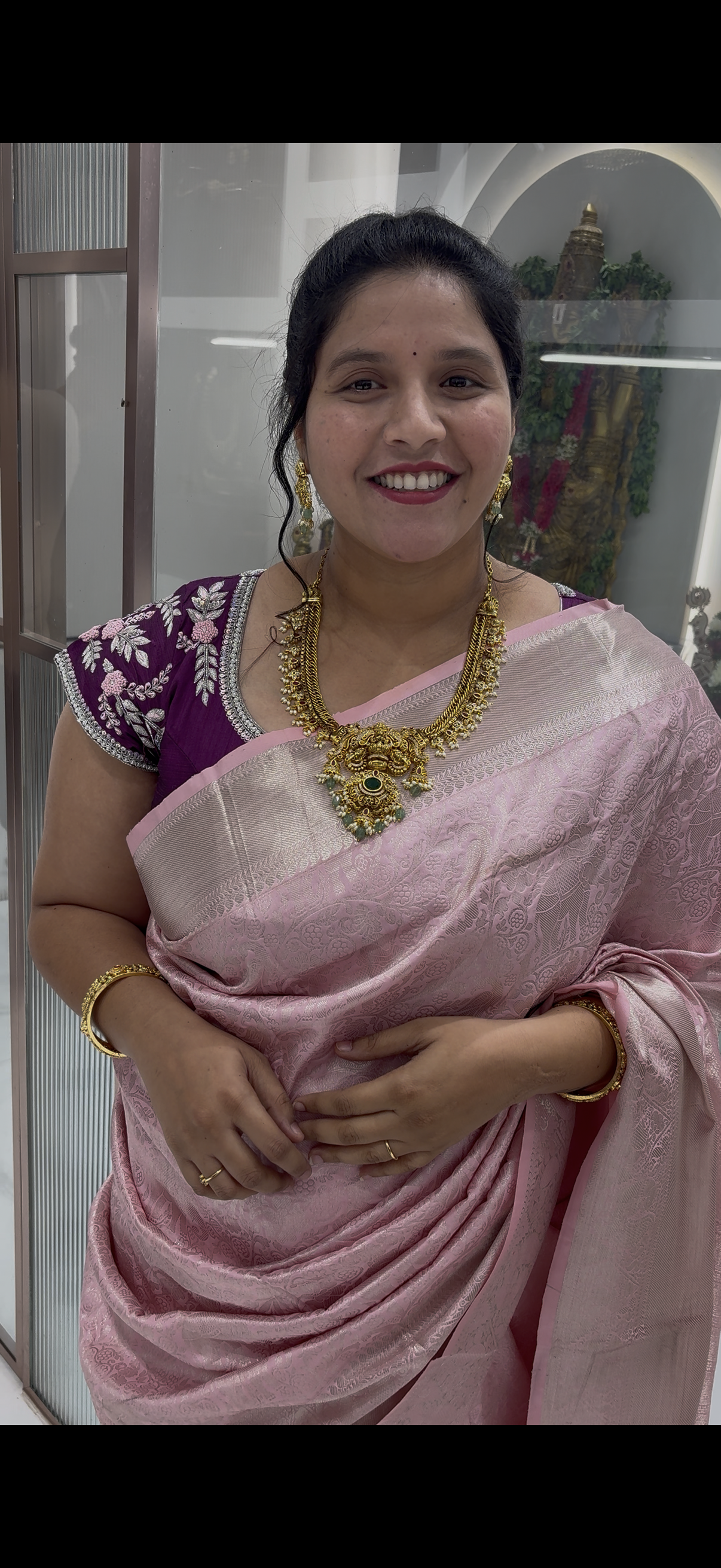 Beautiful Lakshmi devi idol jelebi necklace with pushback earrings