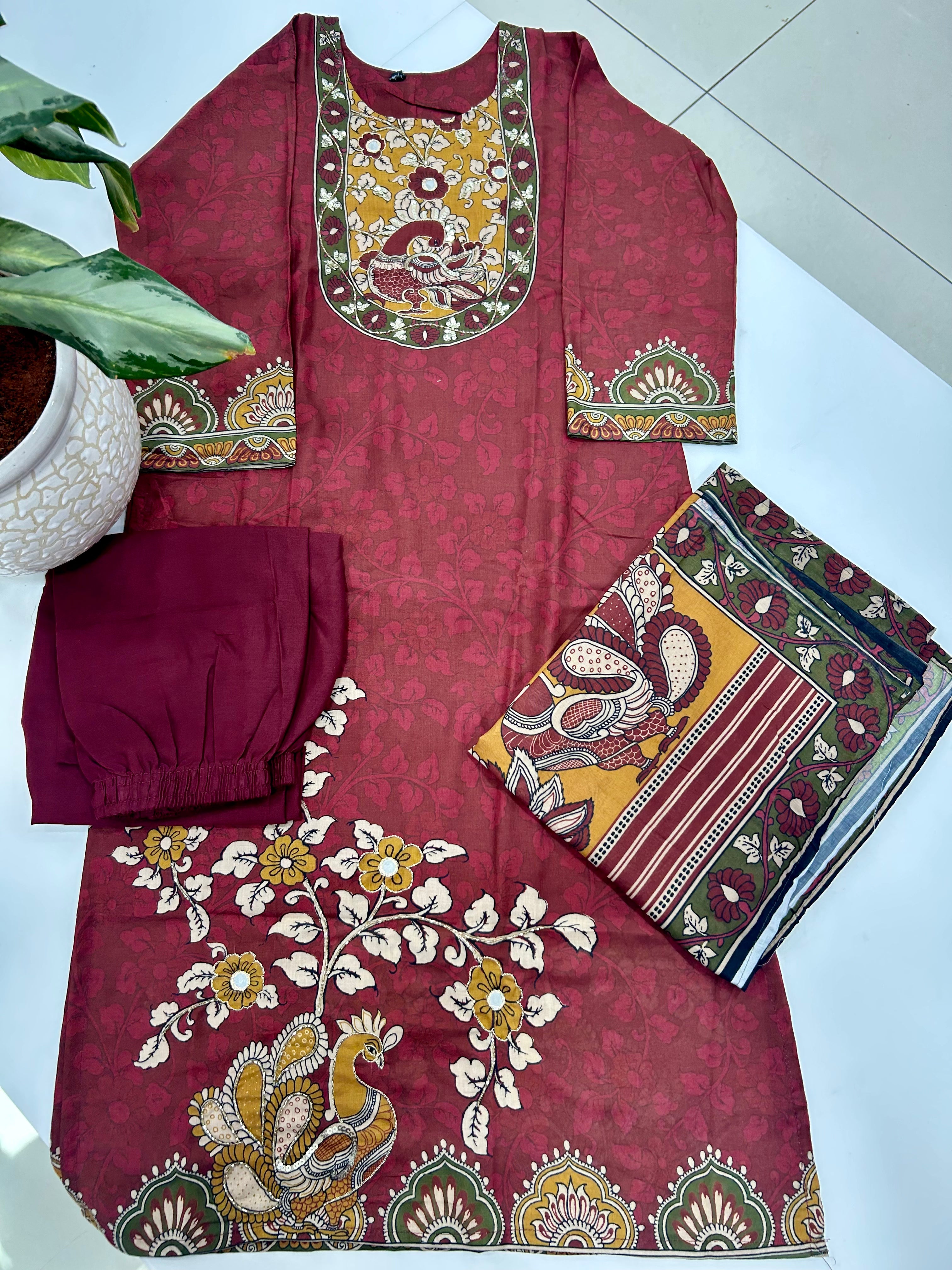 Dola silk straight cut 3-piece set