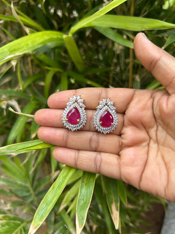 Beautiful GJ polish ruby stone studs with screwback