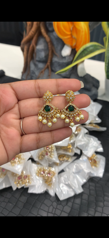 Beautiful white stone earrings with pushback