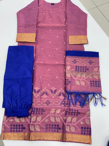 Raw silk straight cut 3-piece set