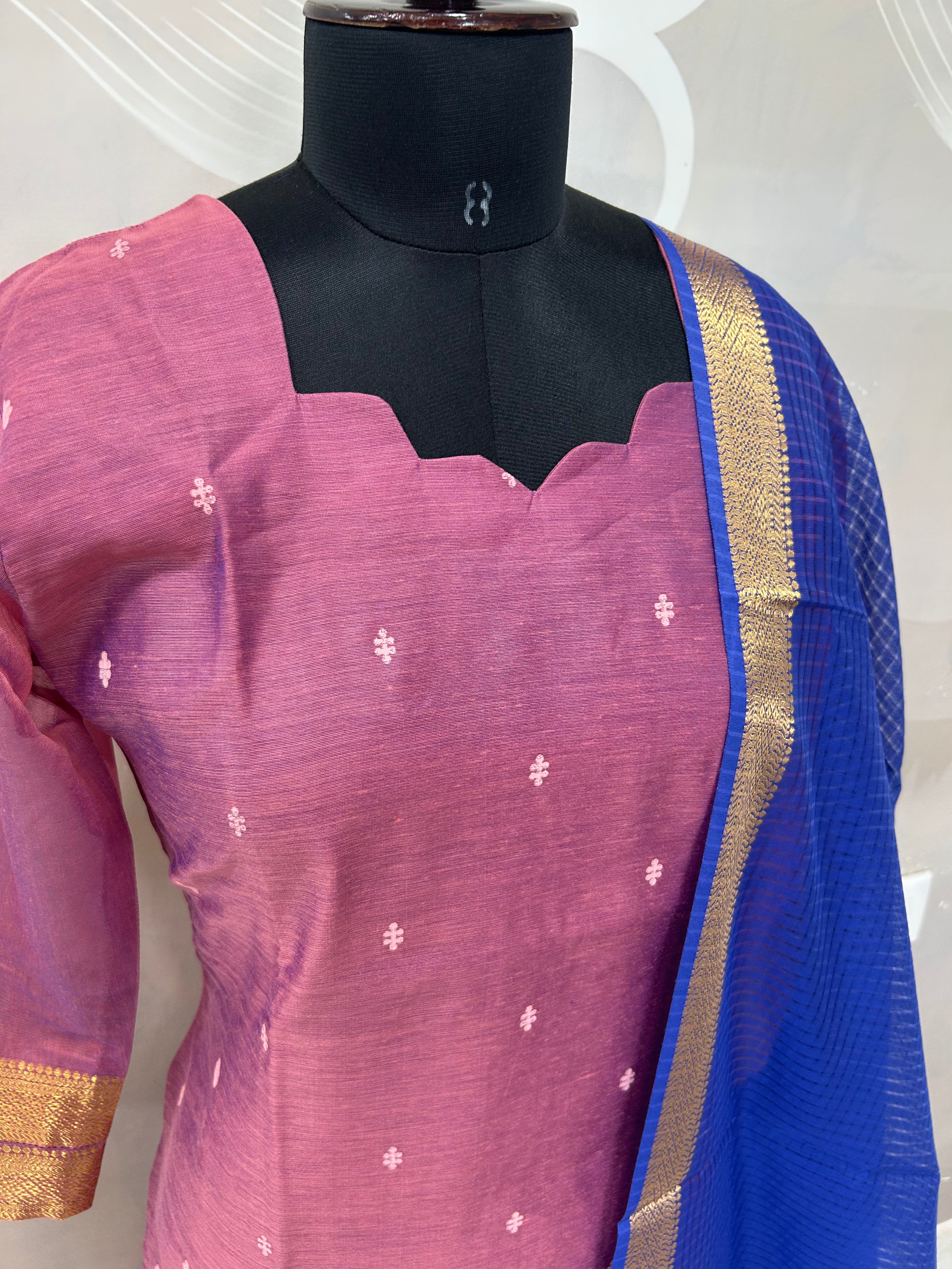 Raw silk straight cut 3-piece set