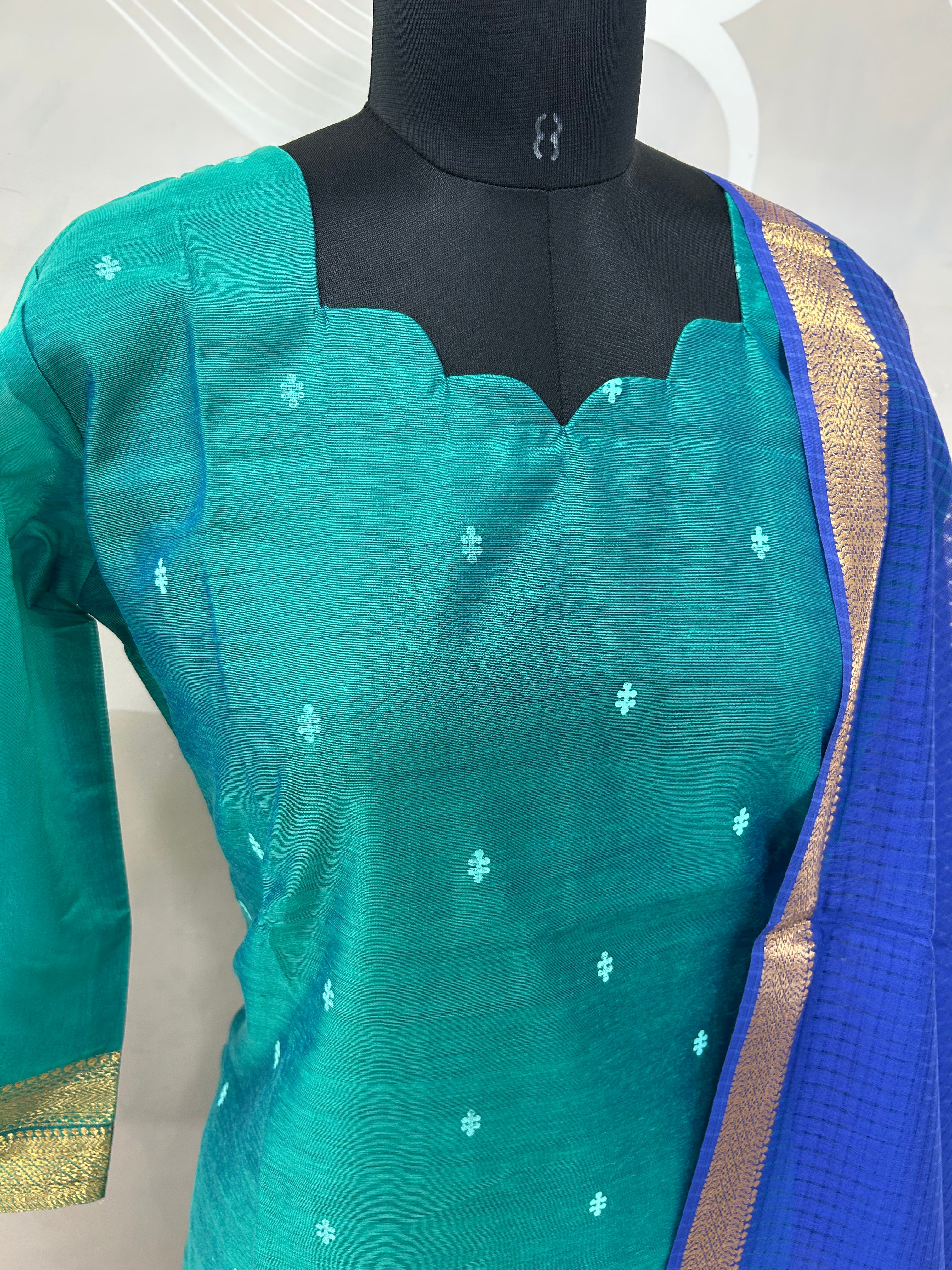 Raw silk straight cut 3- piece set