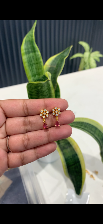 Beautiful red colour stone earrings with pushback