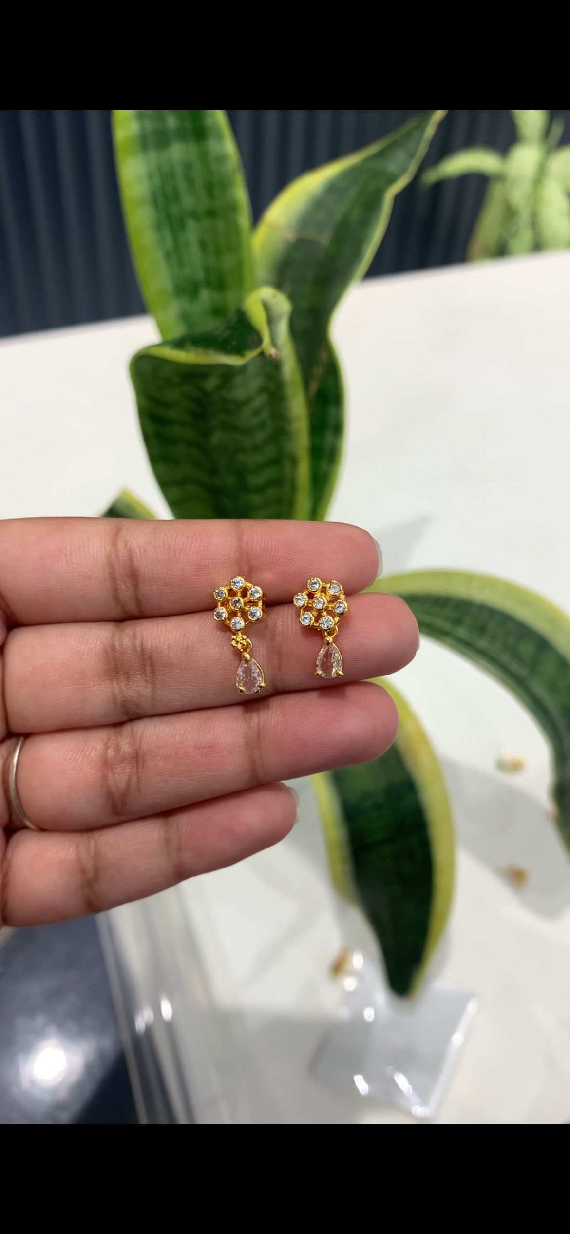 Beautiful white stone earrings with pushback