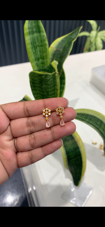 Beautiful lite pink stone earrings with pouchback