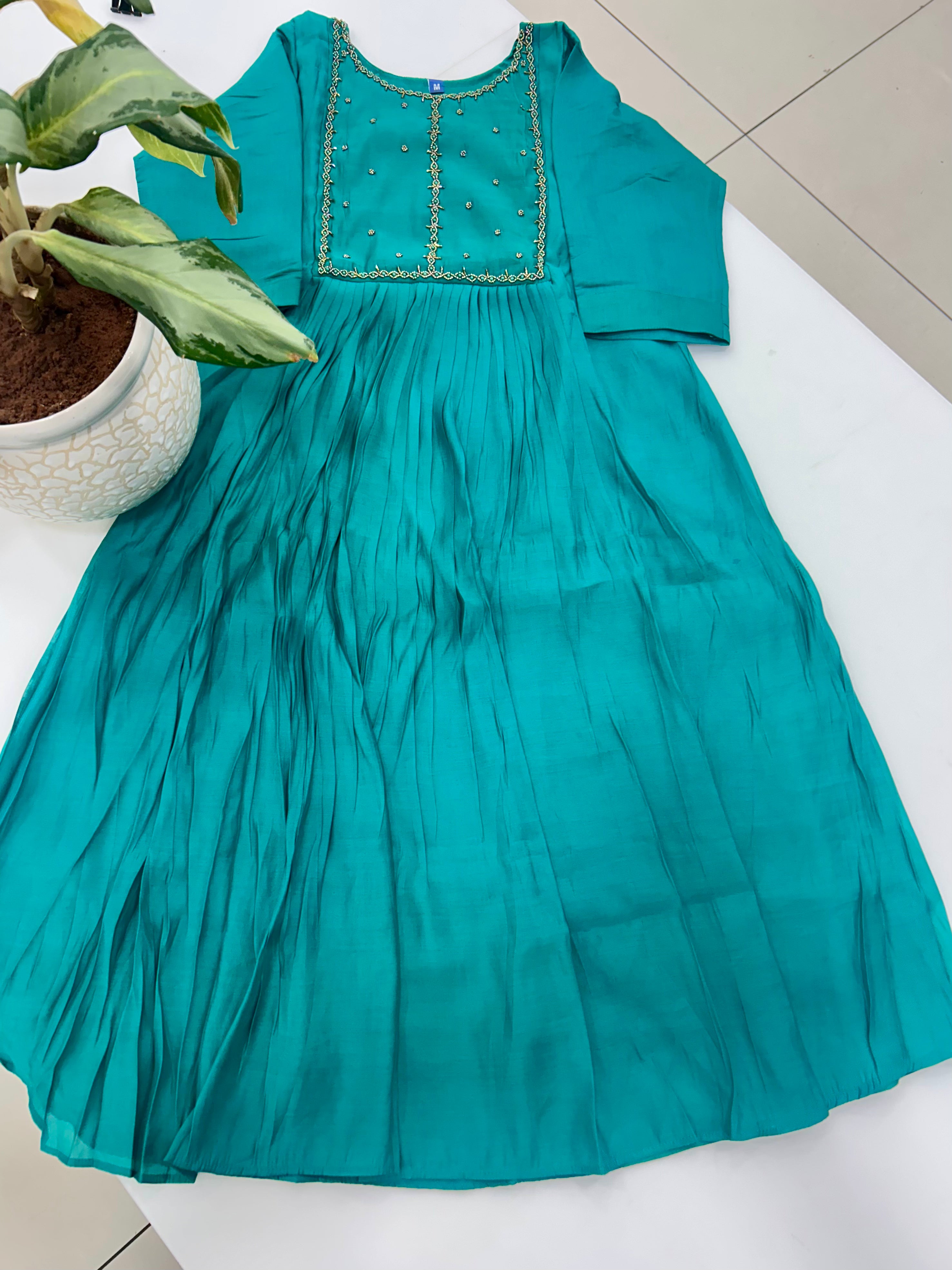 Beautiful Mul chenderi frock