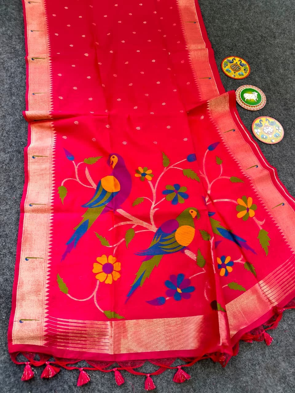 Soft linen Paithani saree
