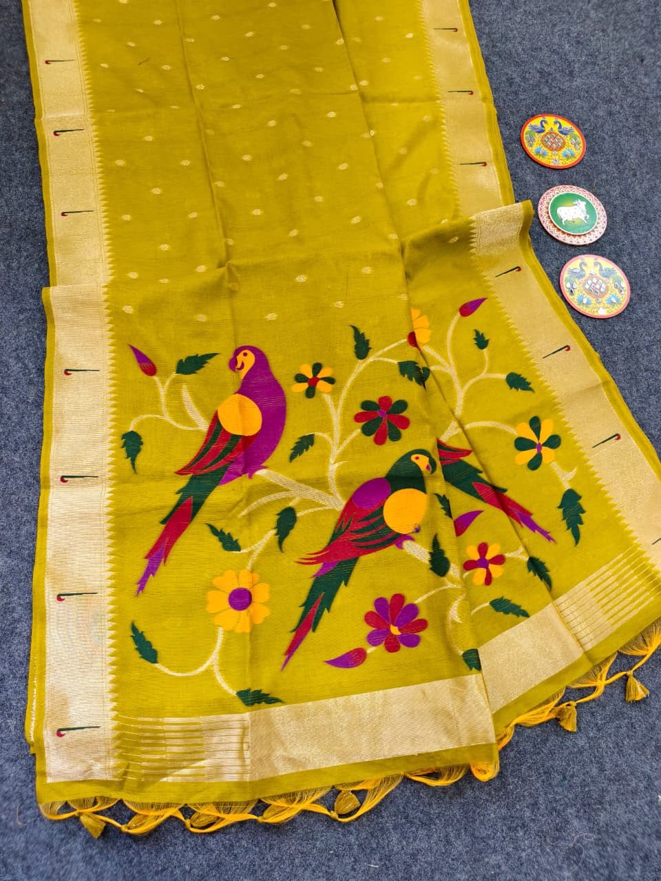 Soft linen paithani saree