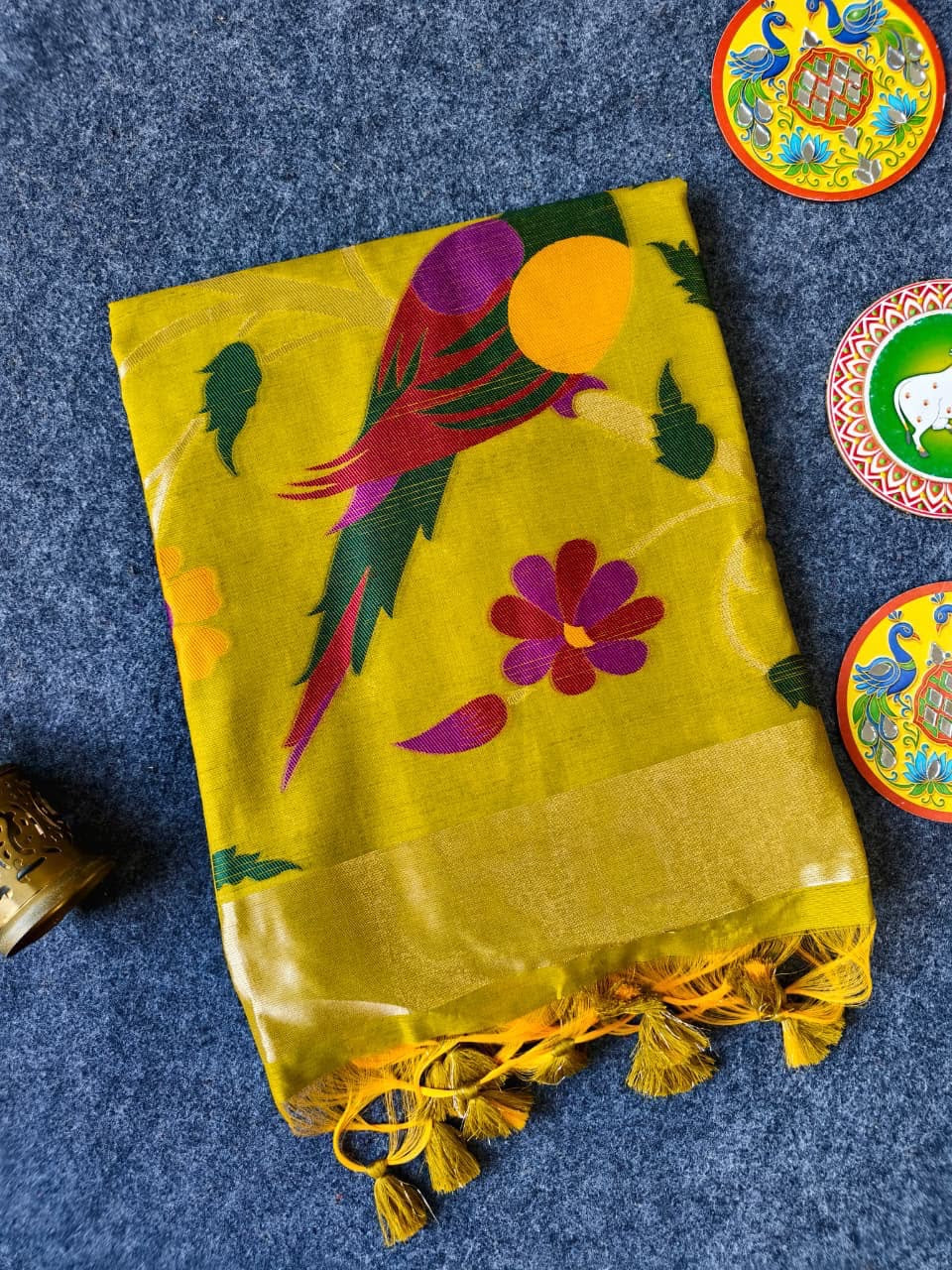Soft linen paithani saree